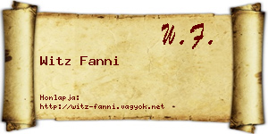 Witz Fanni névjegykártya